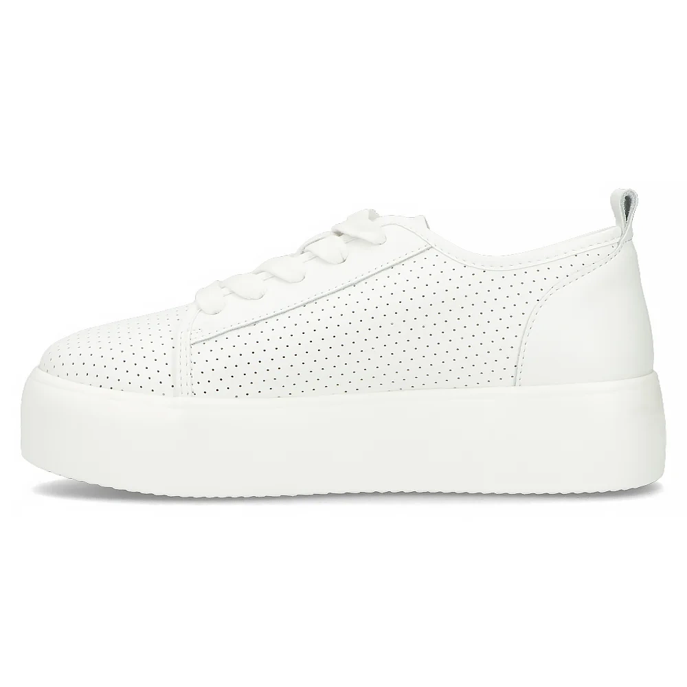 Bílé kožené tenisky na silné platformě Filippo