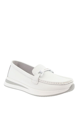 Kožené, bílé, nazouvací boty s platformou