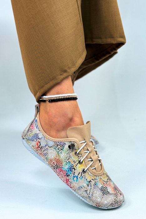 Zlaté a černé kožené tenisky na platformě Venezia