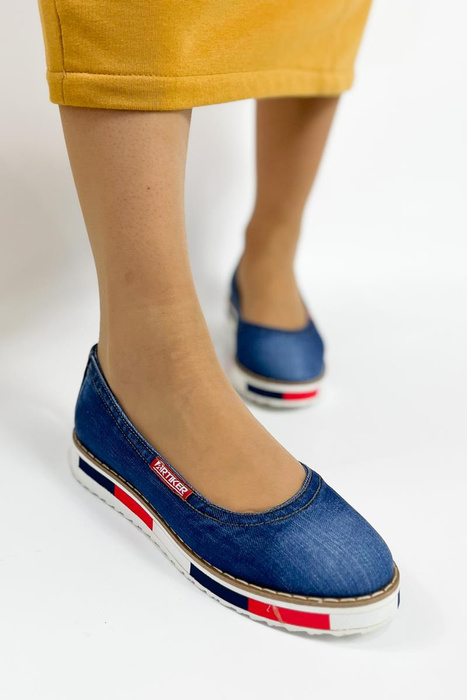 Nazouvací džínové balerínky s platformou