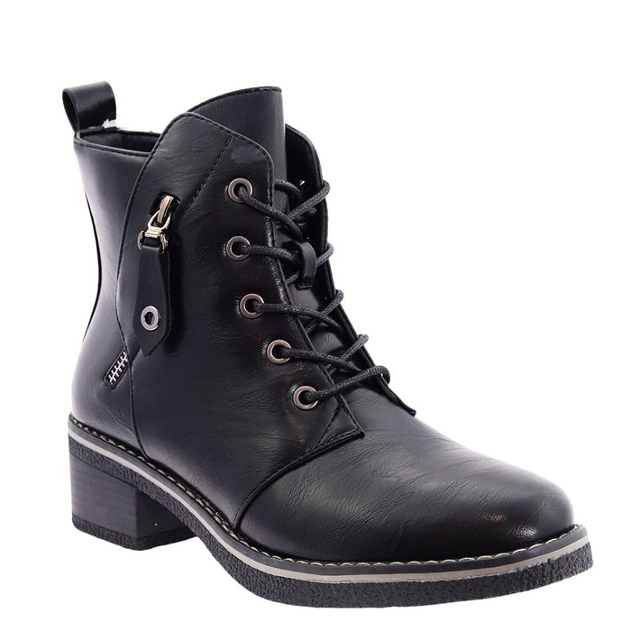 Černé šněrovací boty na nízkém podpatku