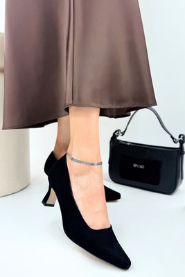 Černé semišové kotníkové boty se zipem vzadu