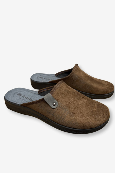Pánské hnědé sálové pantofle nazouváky potažené polským povrchem