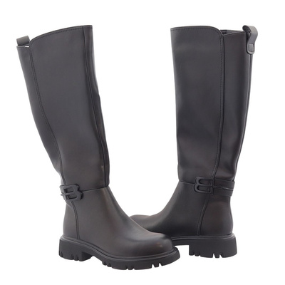 Dámské černé kožené kozačky na zip