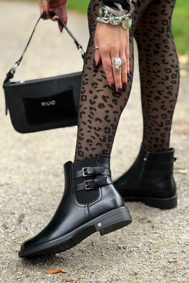 Černé kotníkové boty Potocki s ozdobným podpatkem