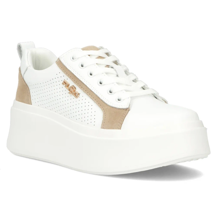 Bílé kožené tenisky na silné platformě Filippo