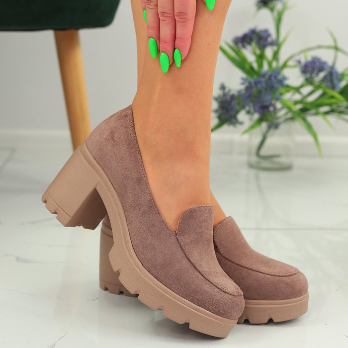 Potocki khaki semišové dámské boty na vysokém podpatku