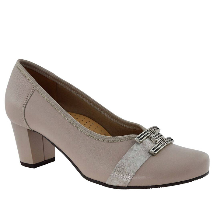 Módní kožené lodičky na vysokém podpatku v béžové barvě Galant