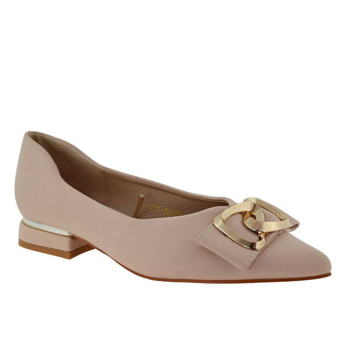 Dámské béžové lodičky z ekokůže na nízkém podpatku značky Vinceza