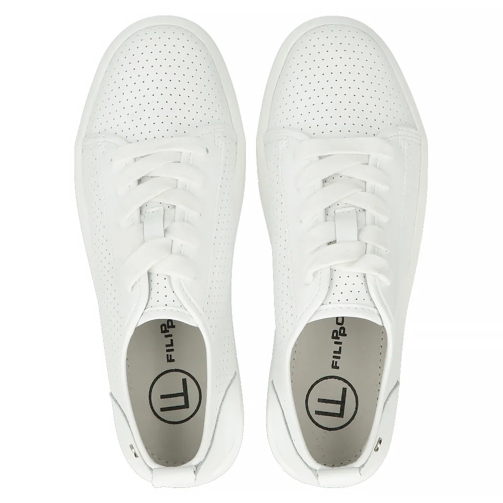 Bílé kožené tenisky na silné platformě Filippo