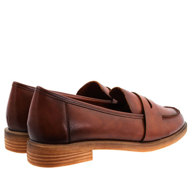 Hnědé dámské mokasíny s plochou podrážkou