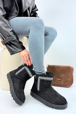 Hnědé semišové ploché boty, zateplené