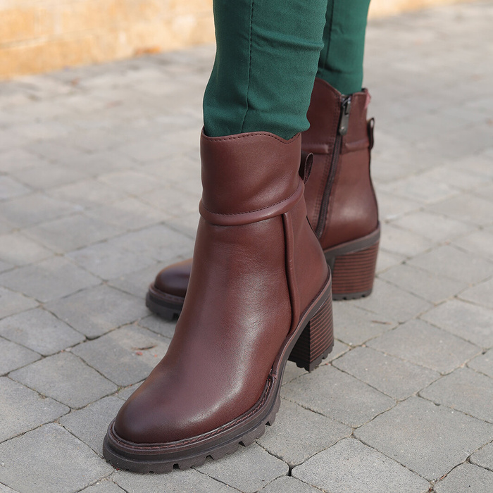 Kožené kotníkové boty cafe 2-25457-41 Marco Tozzi