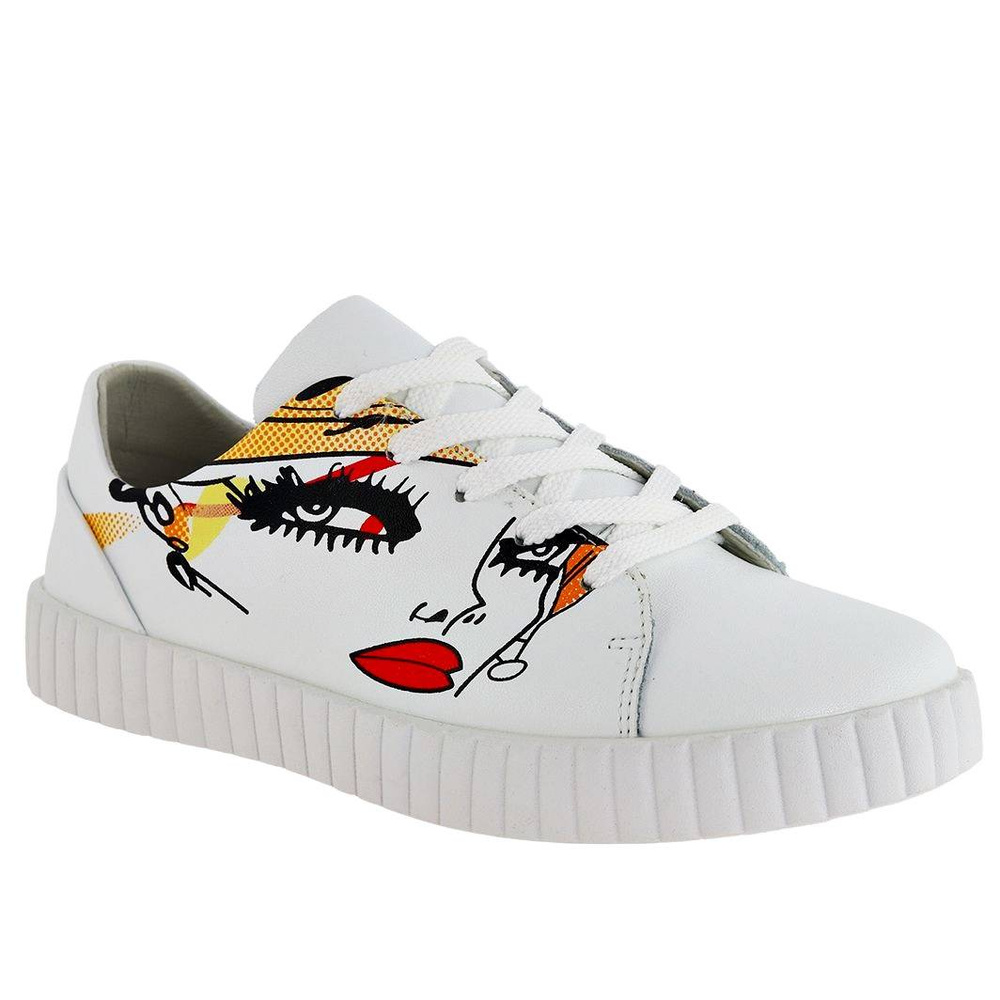 Bílé dámské šněrovací boty z přírodní kůže Artiker