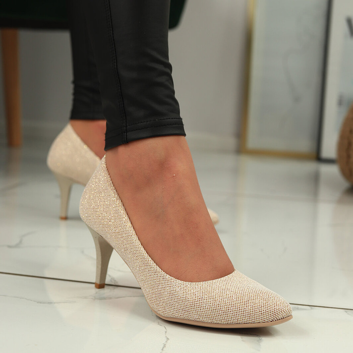 Zlaté lodičky v třpytivé barvě Dantex