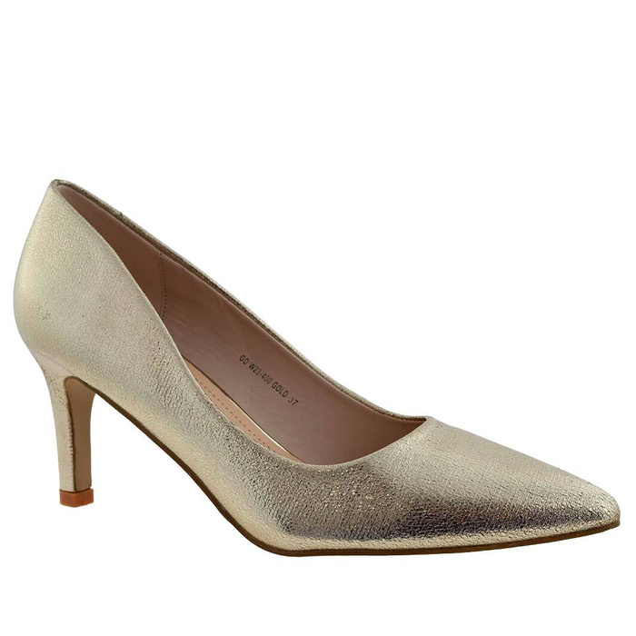 Zlaté, lesklé vysoké podpatky z ekokůže T.Sokolski