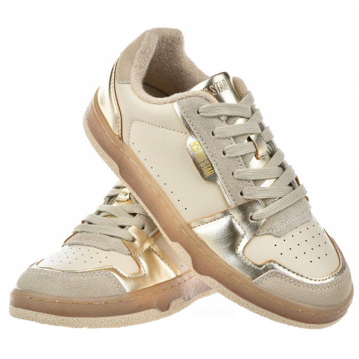 Módní dámské zlaté šněrovací tenisky Big Star