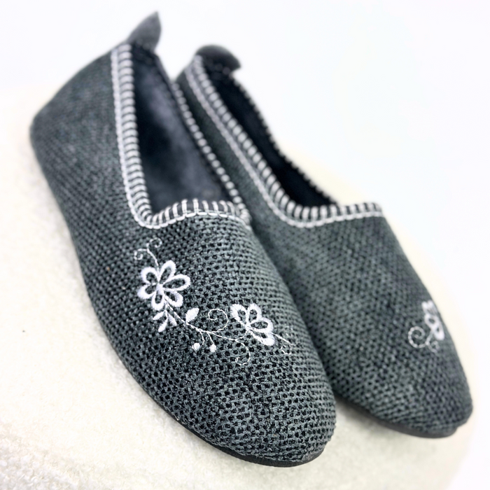 Dámské plstěné pantofle, šedé nazouváky