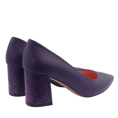 Fialové kožené lodičky s blokem Baldaccini