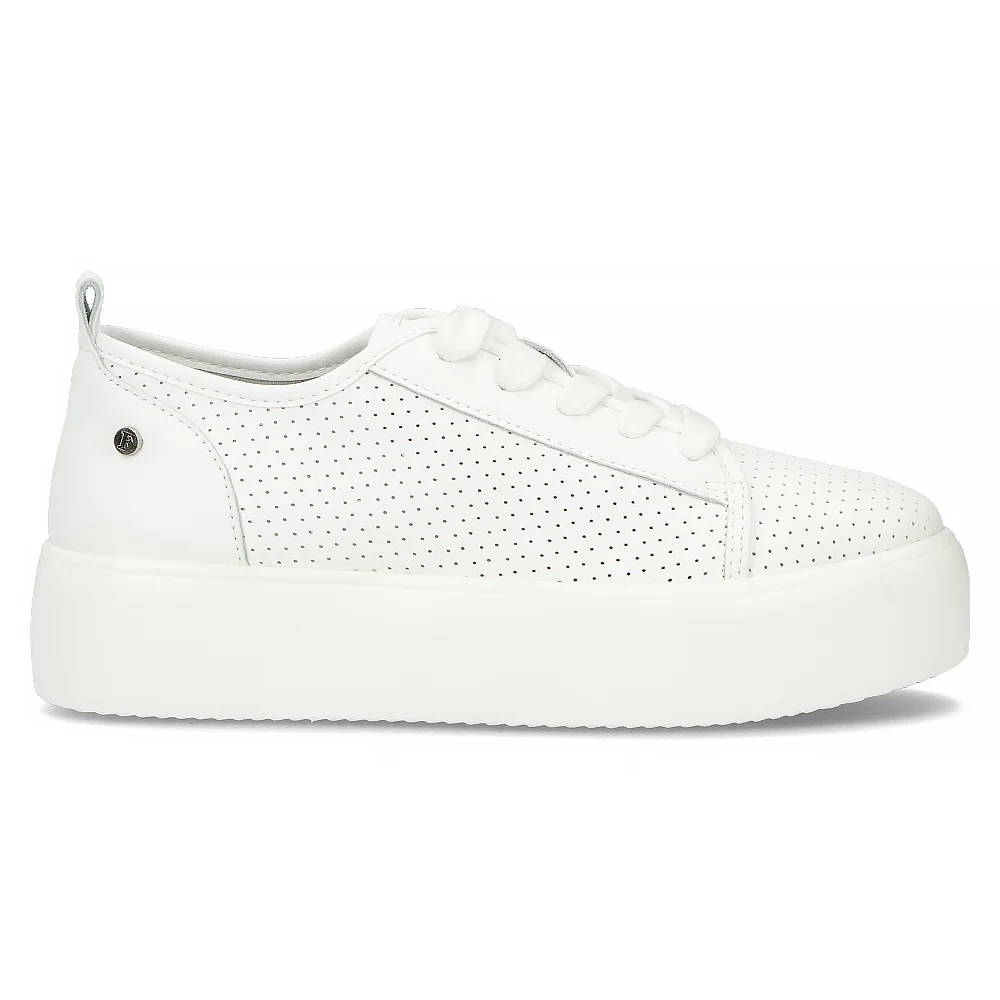 Bílé kožené tenisky na silné platformě Filippo