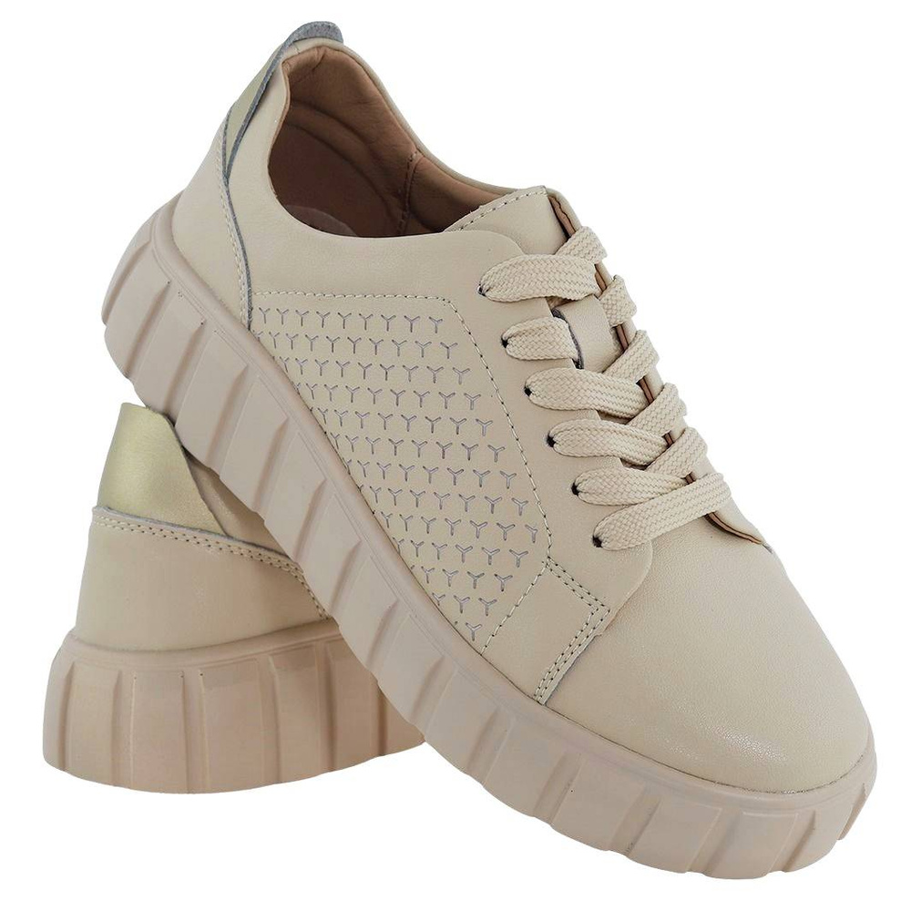 Dámské béžové kožené tenisky Evento