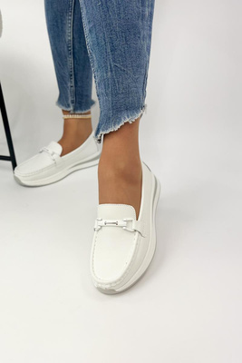 Kožené, bílé, nazouvací boty s platformou