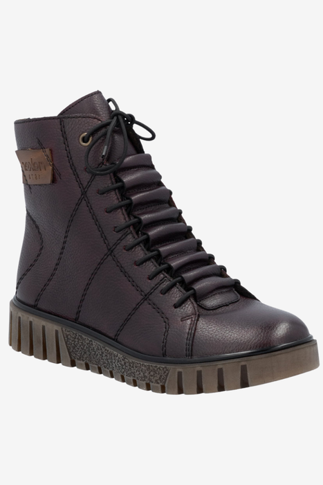 Dámské vínové lakované zateplené kozačky značky Rieker