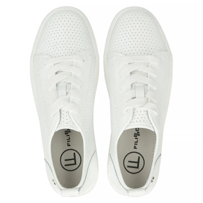 Bílé kožené tenisky na silné platformě Filippo