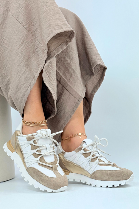 Beżowe perforowane półbuty sznurowane Artiker