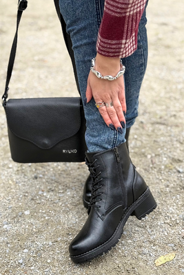 Černé kotníkové boty Potocki s ozdobným podpatkem