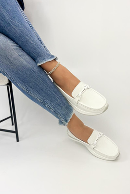 Kožené, bílé, nazouvací boty s platformou