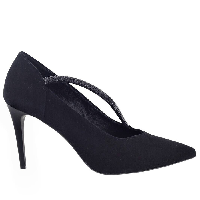 Elegantní černé sametové vysoké podpatky Kaniowski