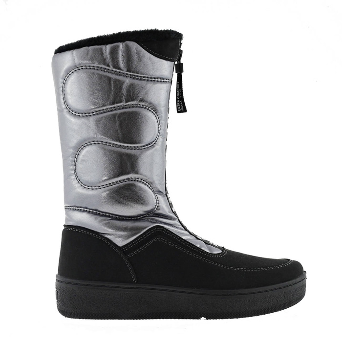 Stříbrné sněhule s ovčí podšívkou a zapínáním na zip