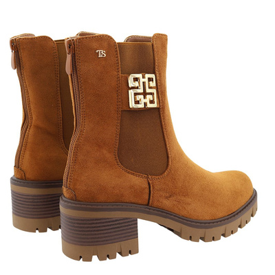 Velbloudí semišové kotníkové boty s blokem a zateplenou platformou