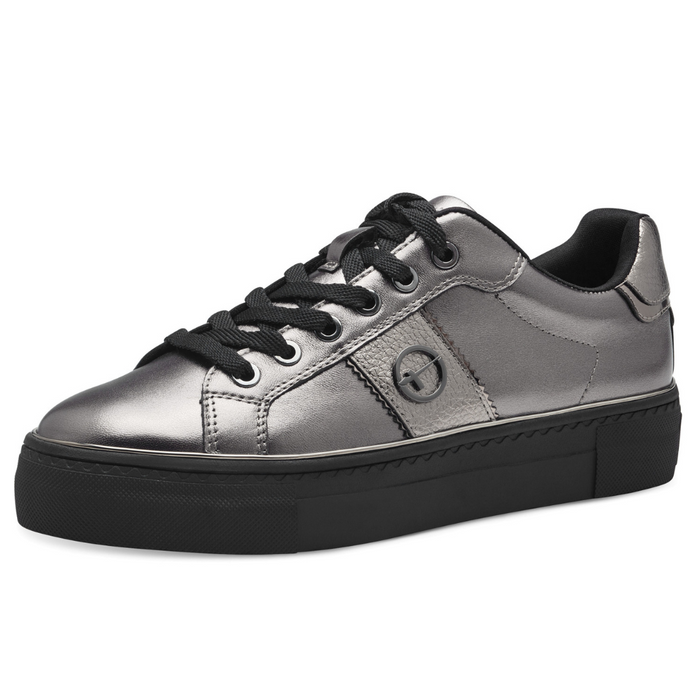 Metalické kožené tenisky na platformě Tamaris