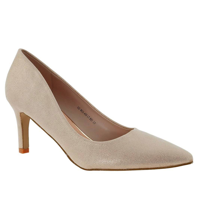 Lesklé dámské béžové vysoké podpatky značky T.Sokolski