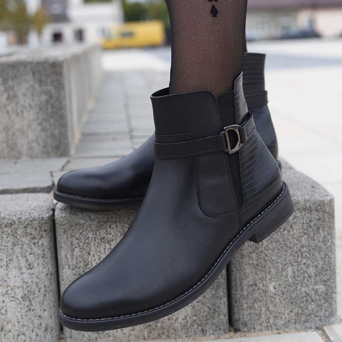 Kožené boty Chelsea, černé 2-25312-41 Marco Tozzi