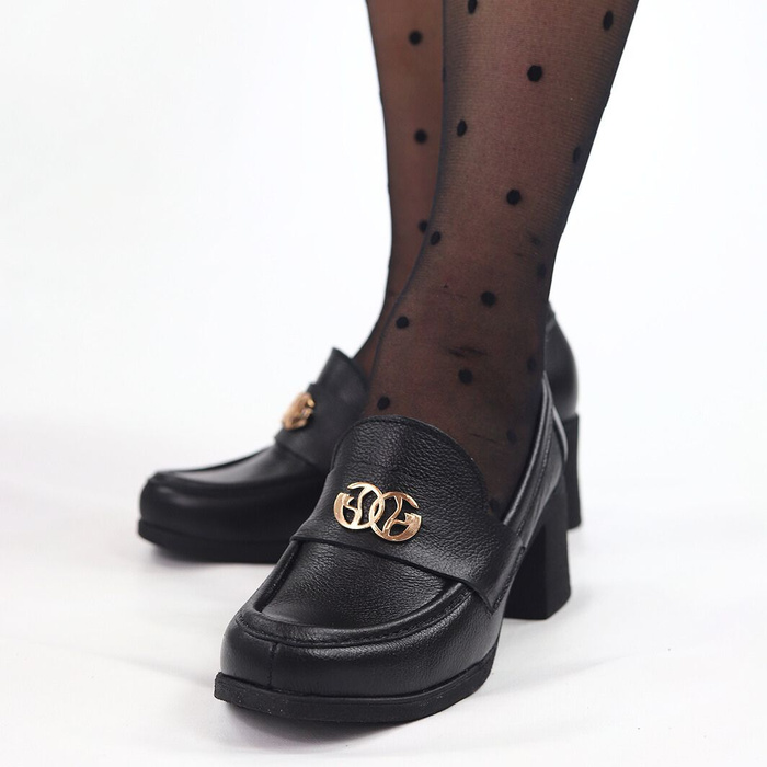 Černé kožené boty s blokem Lemar