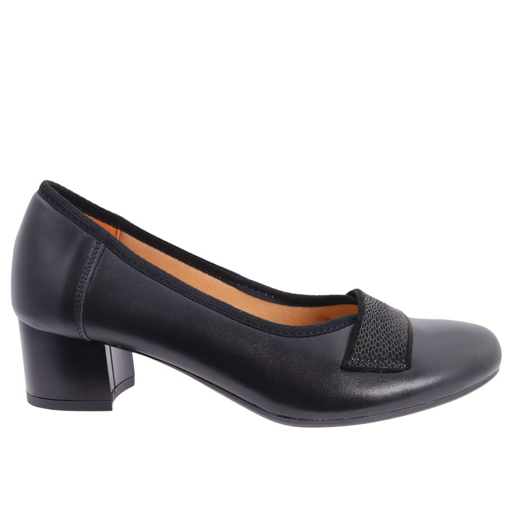 Dámské kožené lodičky s ozdobným páskem na špalík