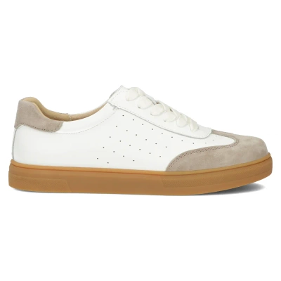 Béžové a bílé kožené boty na platformě Filippo