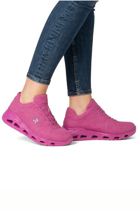 Fuchsiové šněrovací tenisky na platformě z ekokůže Rieker
