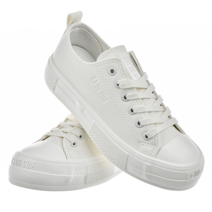 Bílé dámské šněrovací tenisky se silnější podrážkou Big Star