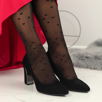 Černé semišové lodičky Dantex na vysokém podpatku