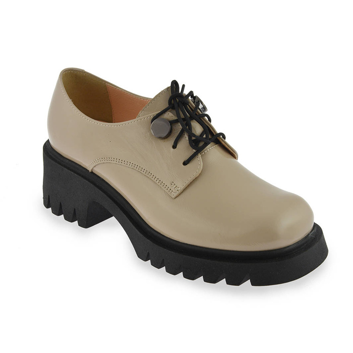 Boty Arka 6327, béžová lakovaná kůže