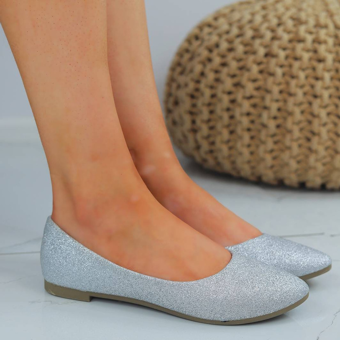Potocki dámské stříbrné balerínky se třpytkami