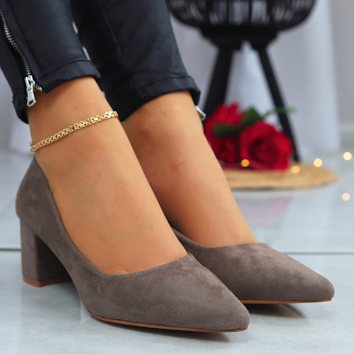 Blokové semišové lodičky Sabatina taupe