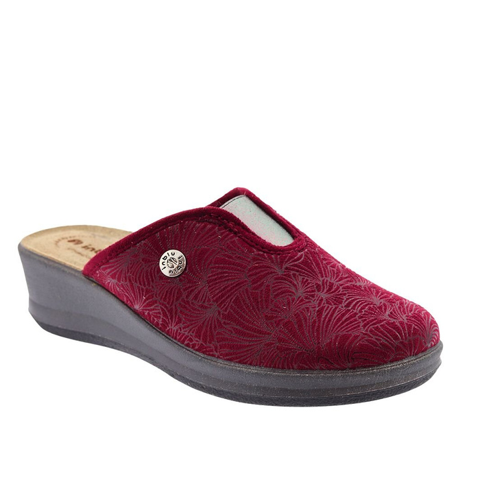 Dámské pantofle s gumovou vsadkou švestkové barvy