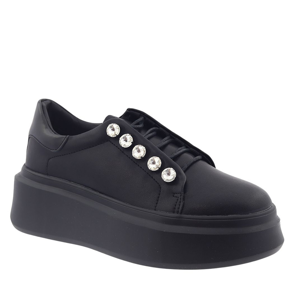 Černé kožené tenisky na platformě D&A