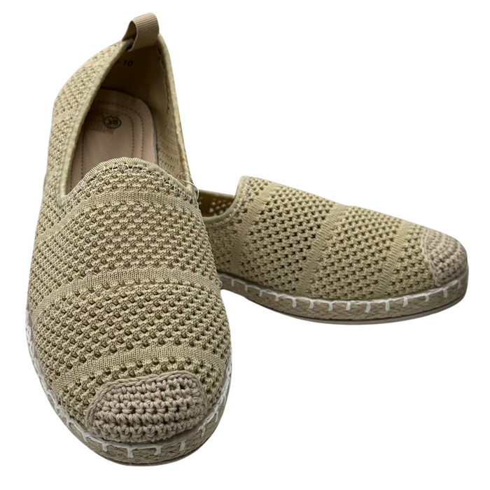 Béžové ploché tkané espadrilky