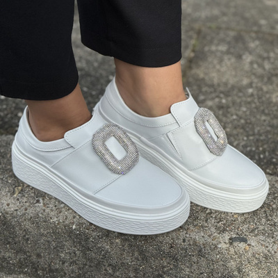 Bílé kožené boty na platformě Artiker